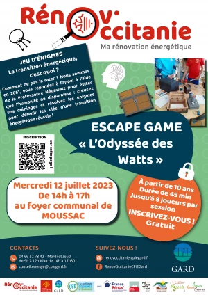Affiche ESCAPE GAME « L'ODYSSÉE DES WATTS » à Moussac (30)