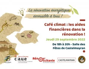 Affiche Café climat : Les aides financières dans la rénovation !